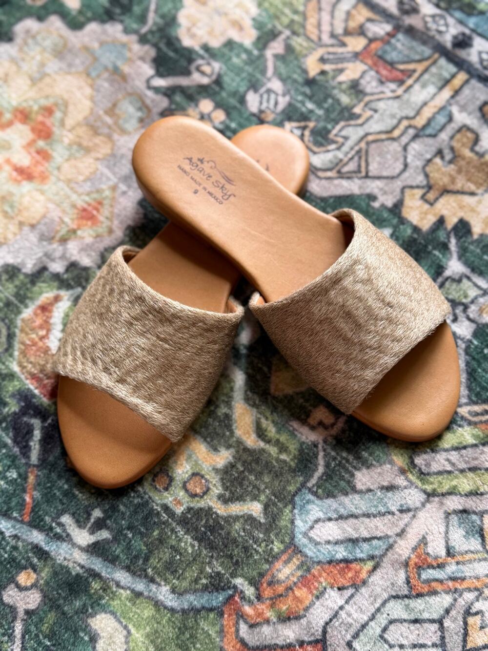 Agave Sky Cowhide Sandals Tan Leather Handmade Mexico Size 8 Women's
